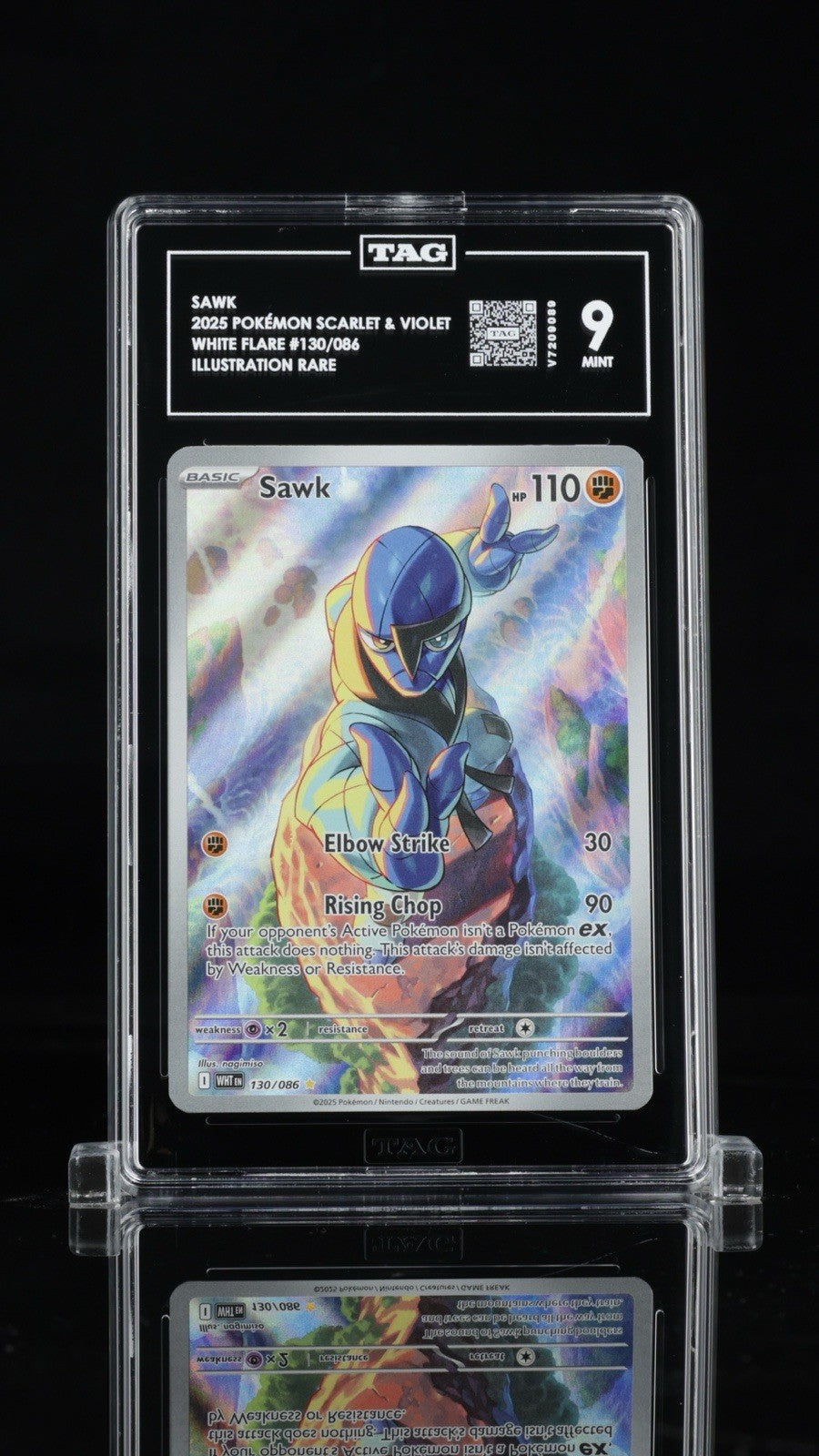 🚨 Sawk 130/086: White Flare Holo TAG GRADE 9! SAME DAY SHIP~SHOOT OFFER!💨