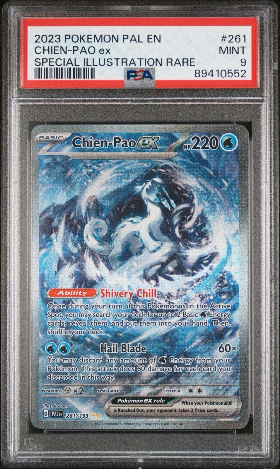 ‼️Pokemon Chien-Pao ex 261/193: Paldea Evolved Holo PSA GRADE 9! FAST SHIP!💨