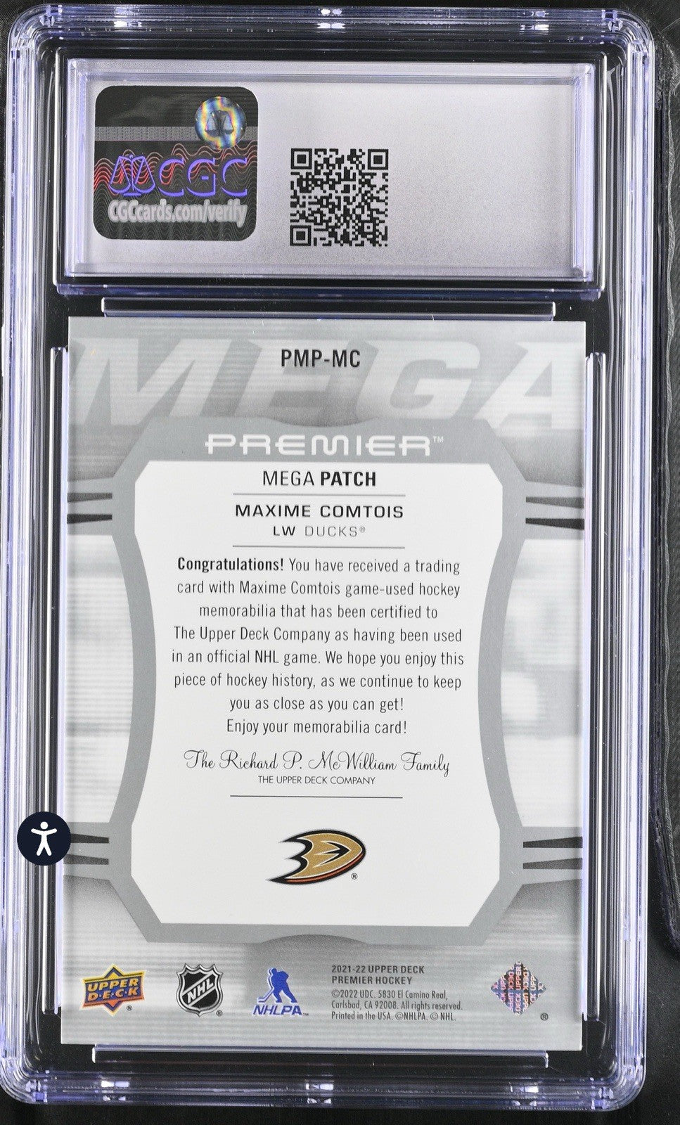 ‼️2021-22 UD Premier Mega Patch Maxime Comtois #PMP-MC Chest Logos 07/22💨
