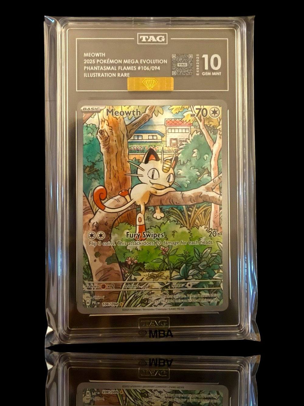 🚨 Meowth #106 Pokemon Phantasmal Flames~ TAG 10~ PRISTINE GOLD DIAMOND MBA! 💎