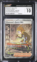 ‼️ Clemont's Quick Wit 243 Surging Sparks Holo GRADE 10! FAST SHIP~SHOOT OFFER💨