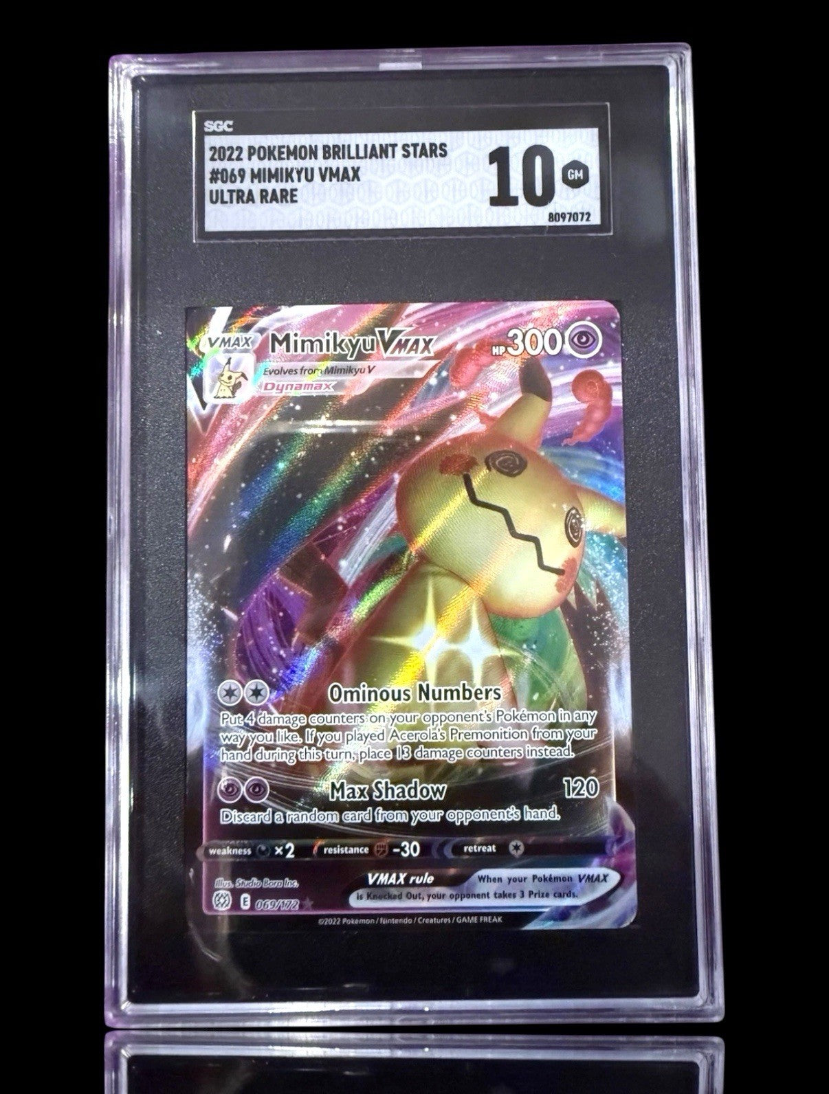 ‼️Mimikyu VMAX 069/172 Swsh09: Brilliant Stars Holo GRADE 10! SHIPS SAME DAY!💨