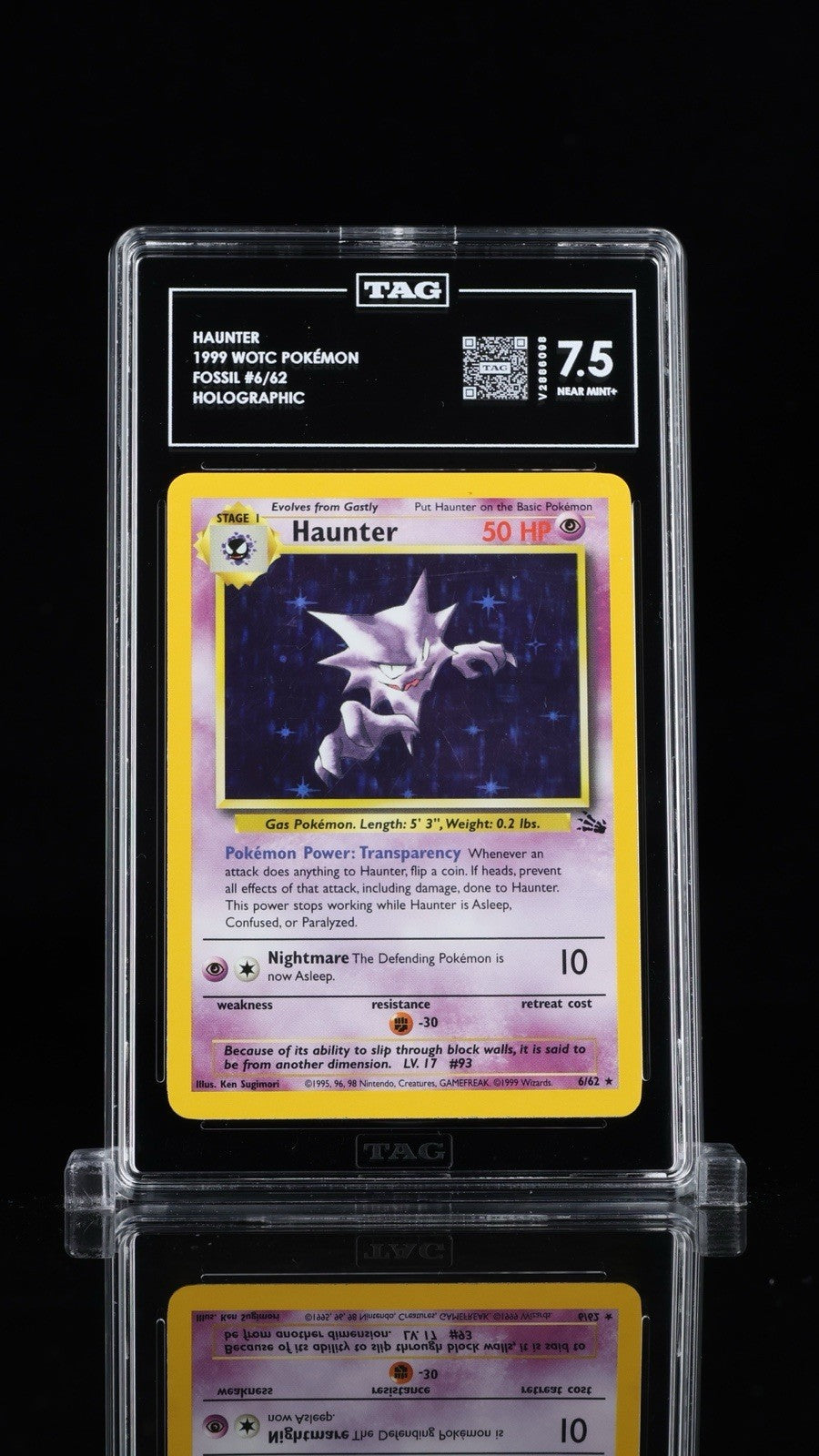 💎Pokemon Haunter 6/62 Fossil Holo~TAG GRADE 7.5! SAME DAY SHIP~SHOOT OFFER!💨