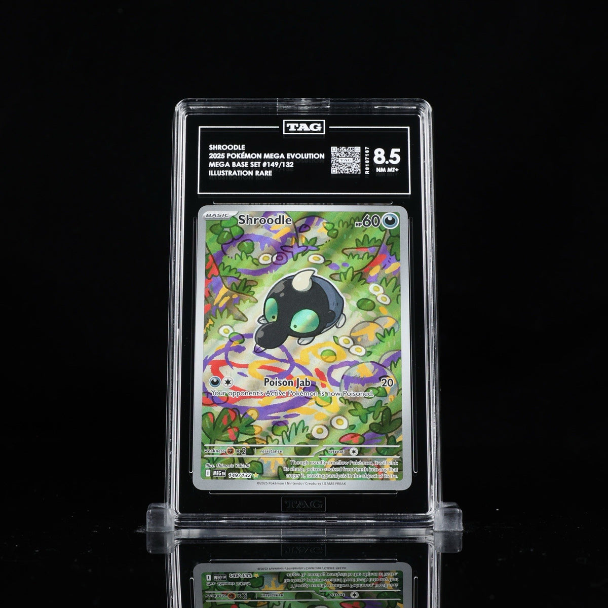 ‼️Shroodle 149/132: Mega Evolution Holo GRADE 8.5! SHIPS SAME DAY~SHOOT OFFER💨