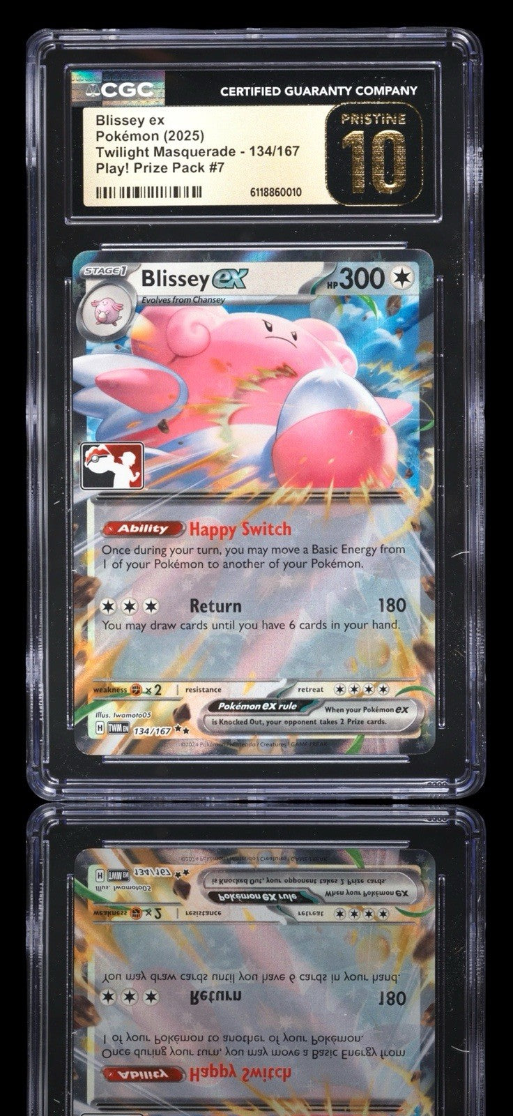 💗 Pokémon Blissey ex Holo Prize Pack #7 PRISTINE 10 GOLD LABEL TOP POP 2!💨