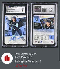 ‼️2021-22 SP Game Used #77 Yanni Gourde Blue GRADE 9~AUTO 10~POP 1~SHOOT OFFER💨