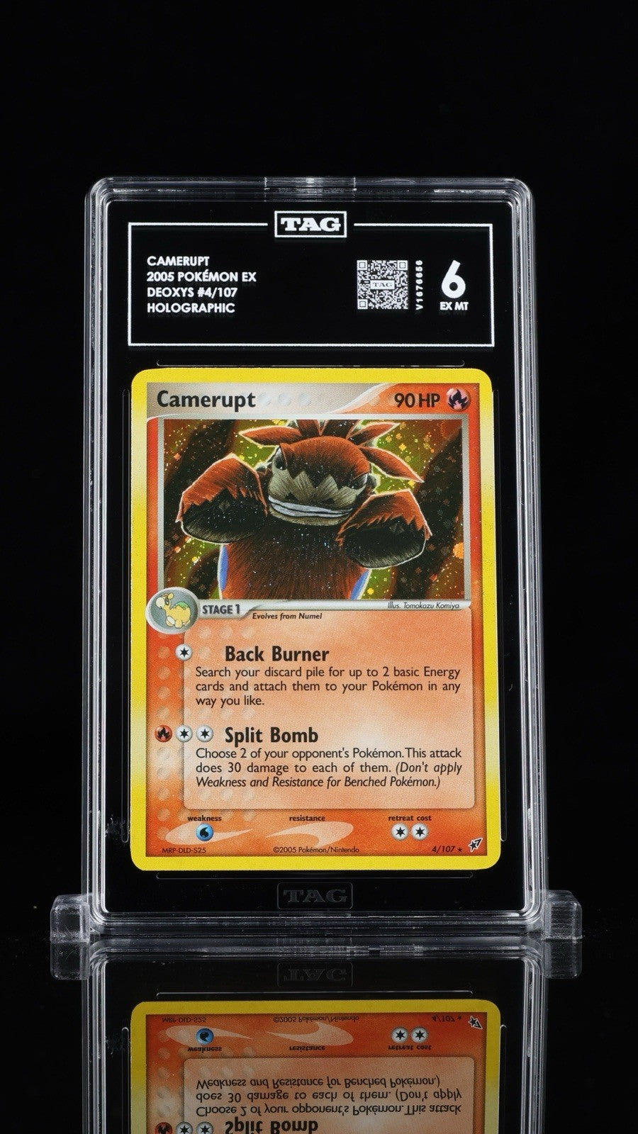 🚨Camerupt 4/107 Deoxys Reverse Holo~ TAG GRADE 6! FAST SHIP~SHOOT OFFER!💨