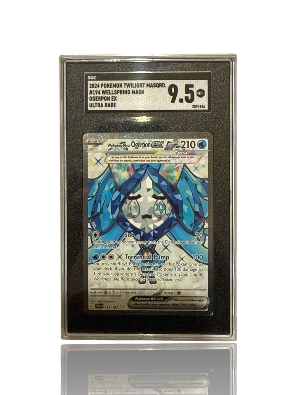 ‼️Pokemon Wellspring Mask Ogerpon ex 194/167~Twilight Masquerade Holo GRADE 9.5!