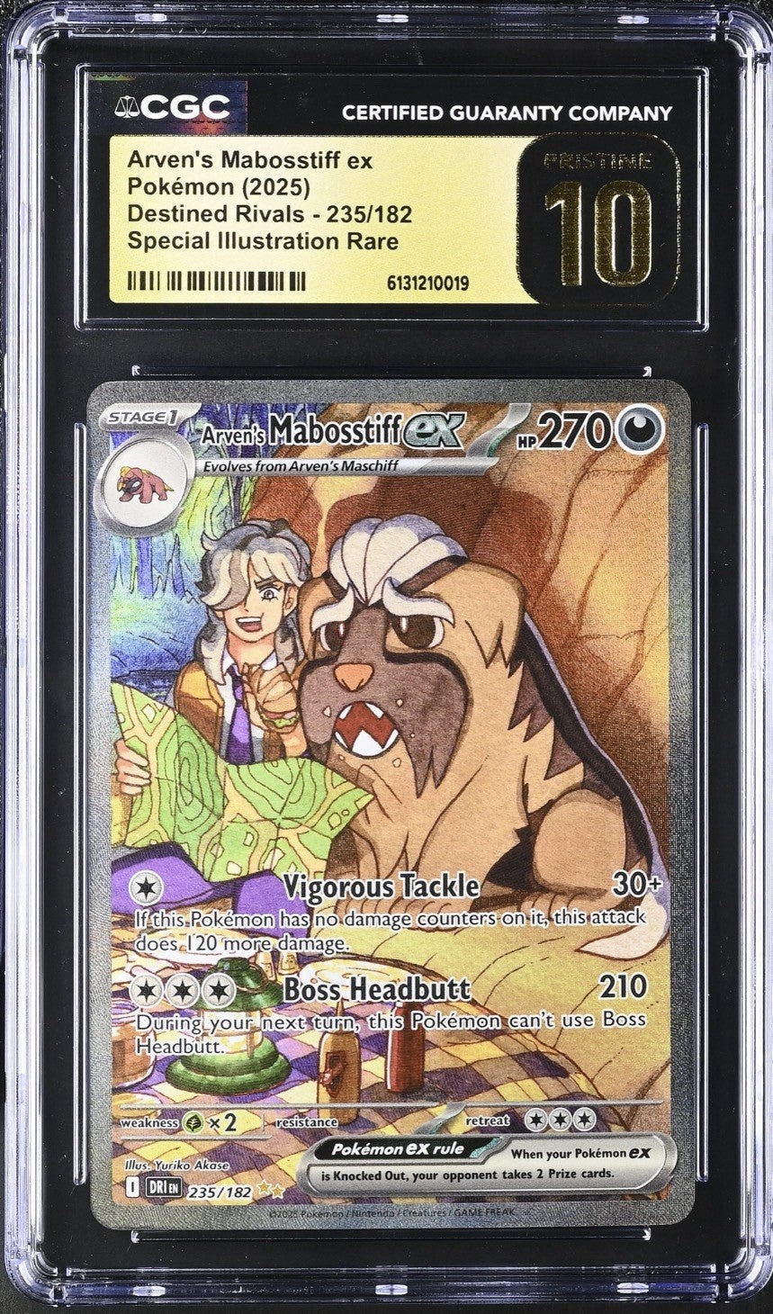‼️ Arven's Mabosstiff ex Pokémon #235~GRADE 10 PRISTINE GOLD LABEL TOP POP!💨