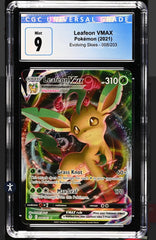 ‼️Leafeon VMAX 008/203: Evolving Skies Holo~GRADE 9! SHIPS FAST SAME DAY!💨