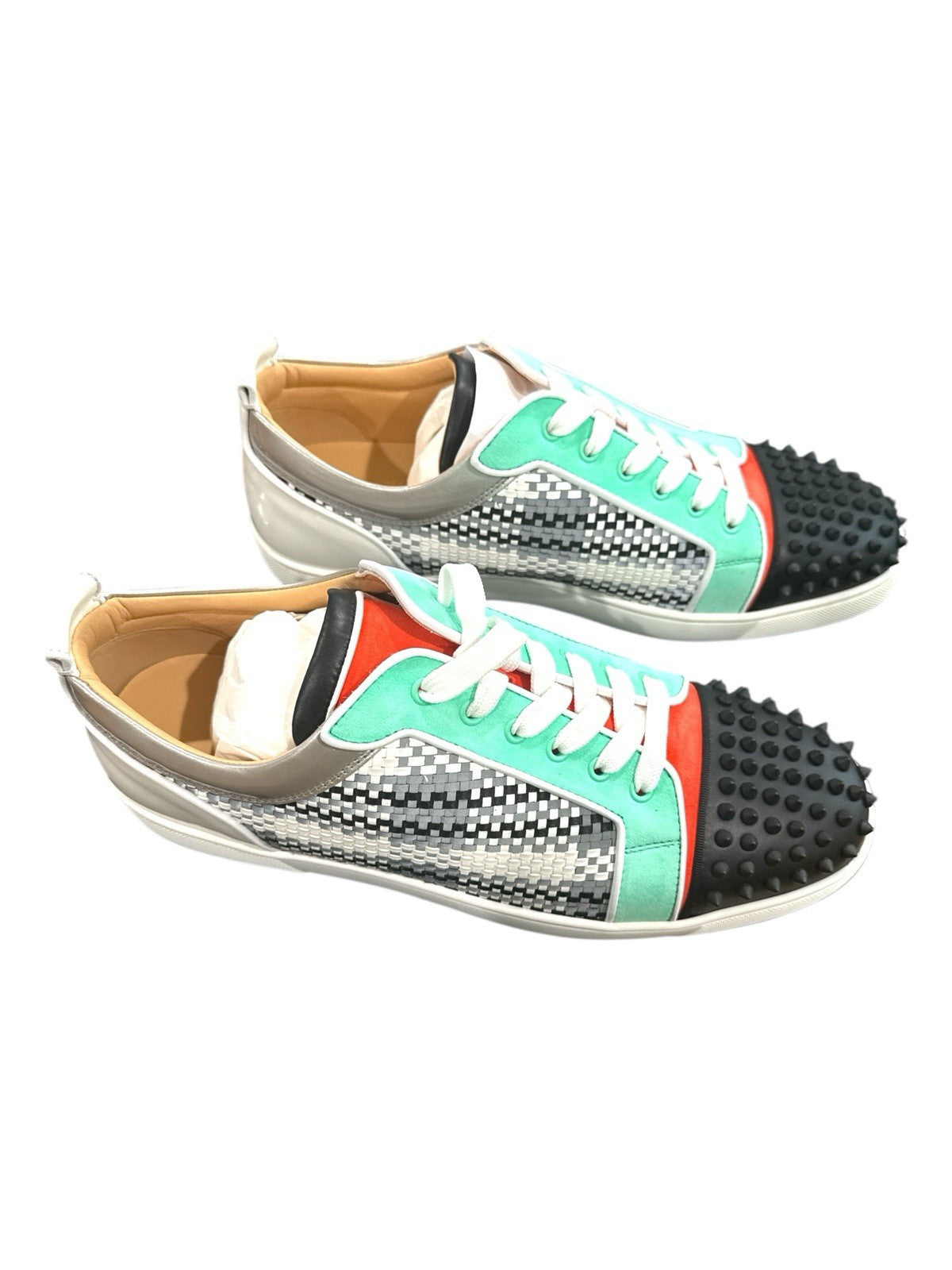 Christian Louboutin Louis Junior Spikes Orlato Flat Blue Low Top Sneaker 47~13