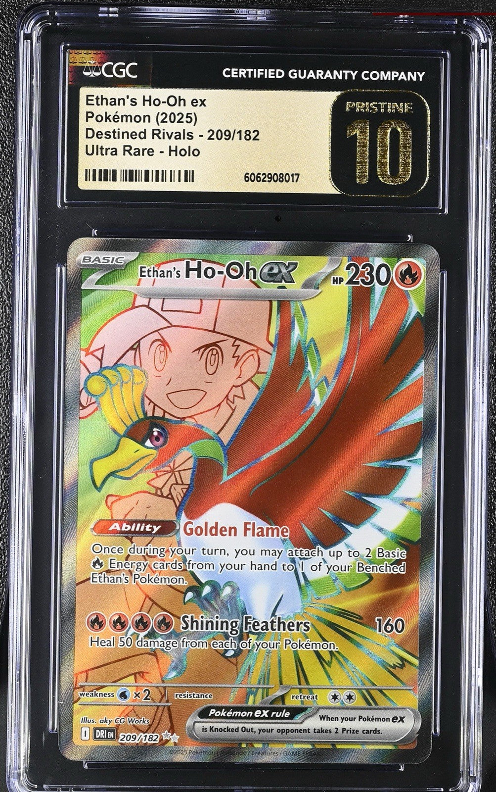 ‼️Ethan's Ho-Oh ex 209/182~ Destined Rivals Holo GRADE 10 PRISTINE GOLD LABEL💨