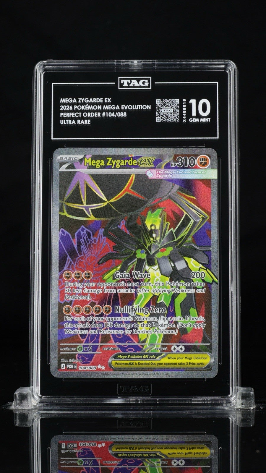🚨 Mega Zygarde ex 104/088 Pokemon Perfect Order TAG GRADE 10~TOP RANK LOW POP💨