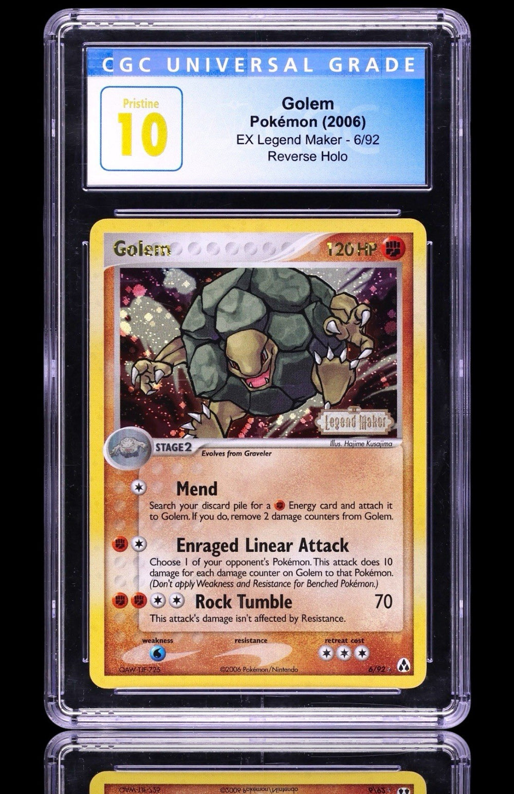🚨 Golem 6/92 Legend Maker Reverse Holo GRADE 10 PRISTINE GOLD LABEL POP 9!💨