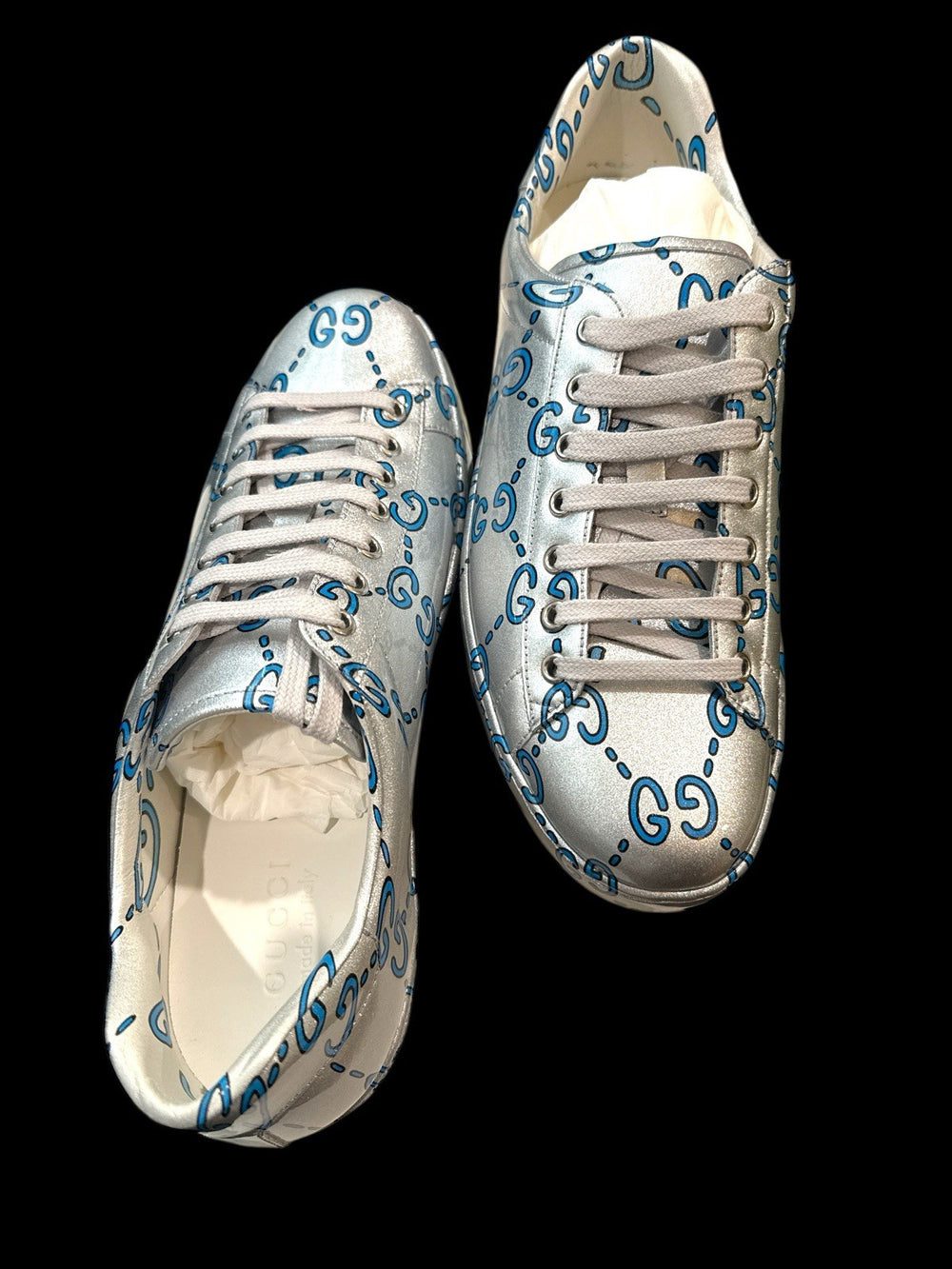 ‼️GUCCI Miro Rubber Wax GucciGhost Print Mens New Ace Sneakers SIZE 9~FAST SHIP