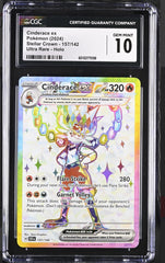 ‼️Cinderace ex 157/142: Stellar Crown Holo GRADE 10! FAST SHIP~SHOOT OFFER!💨