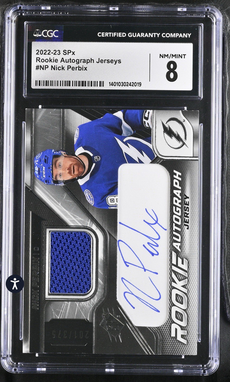 ‼️2022-23 SPx - Rookie Auto Jersey Nick Perbix #NP /375 (AU, MEM, RC) GRADED💨