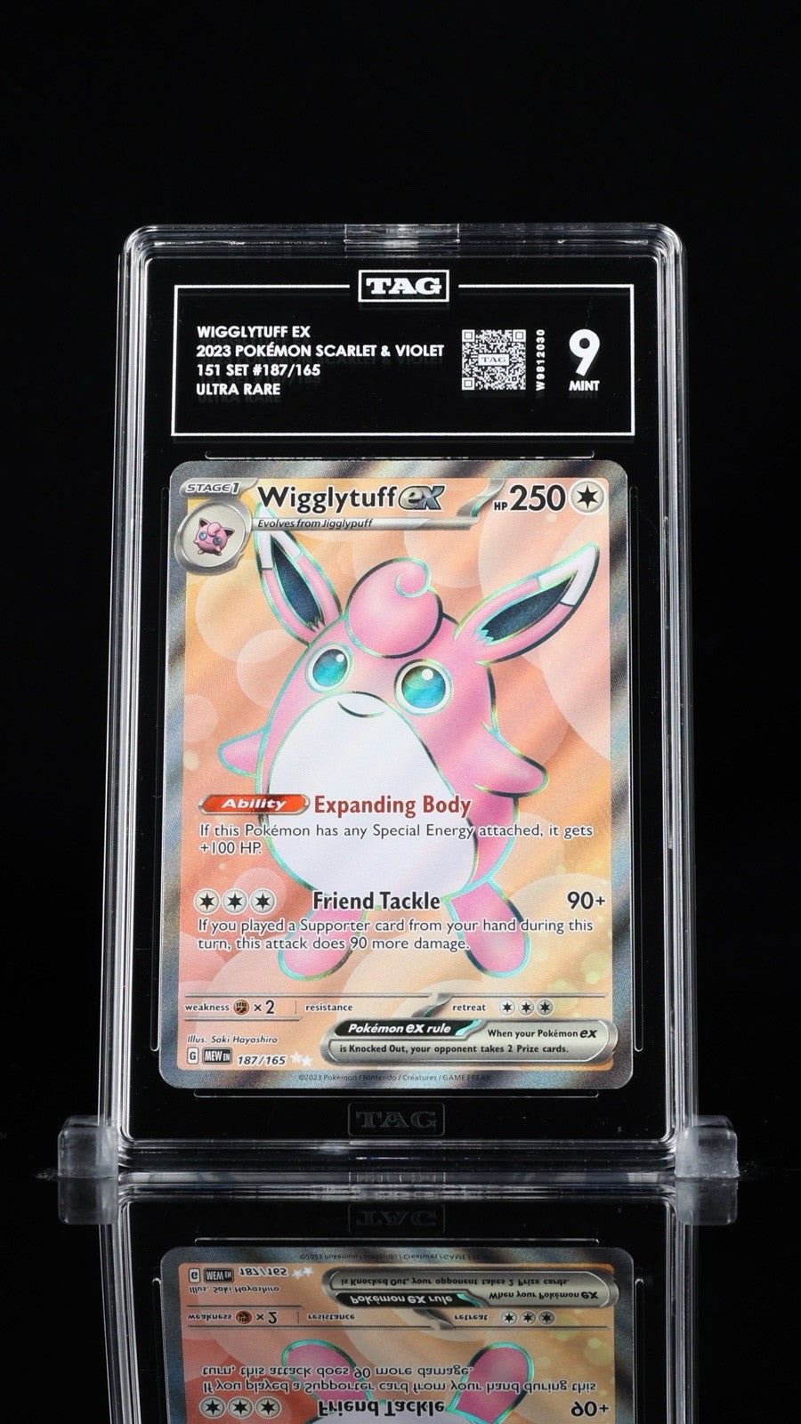‼️WIGGLYTUFF EX 2023 POKÉMON SCARLET & VIOLET 151 SET #187/165 TAG GRADE 9!💨