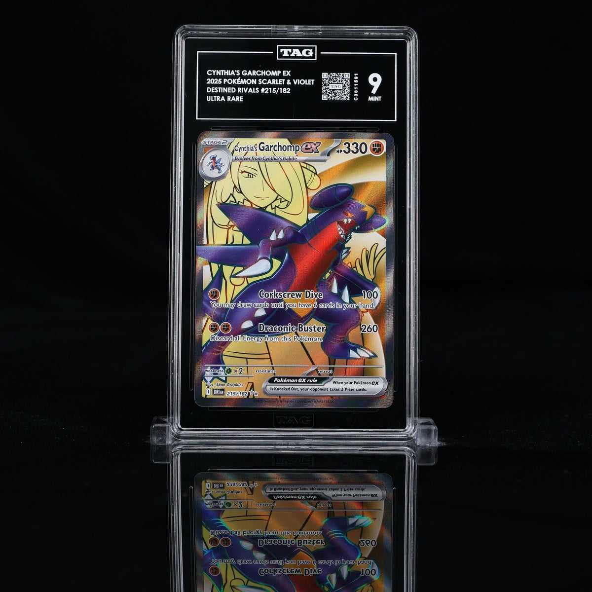 ‼️Pokemon Cynthia's Garchomp ex 215/18: Destined Rivals TAG 9~FAST SHIPPING💨