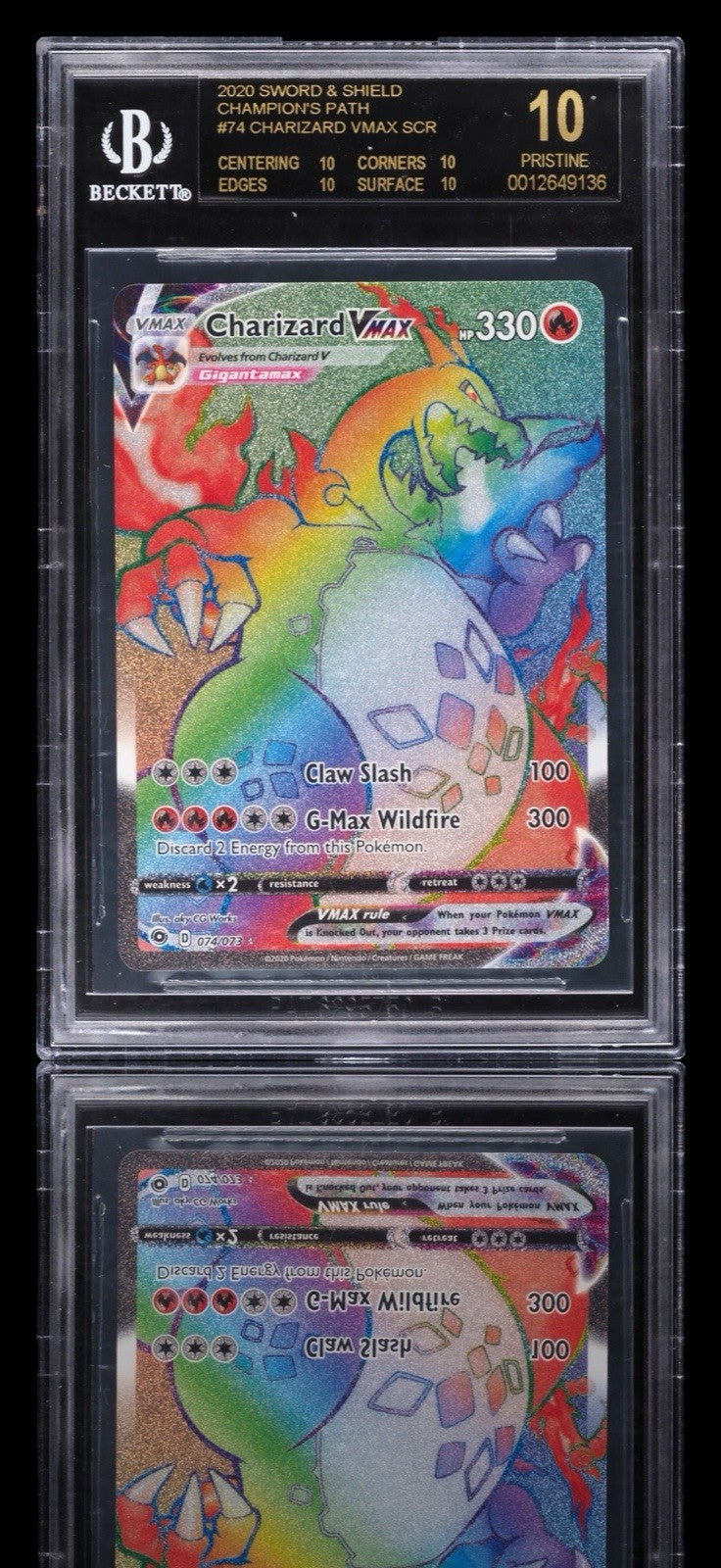 💎 Charizard VMAX Secret 074 Champions Path BECKETT 10 PRISTINE BLACK LABEL!💨