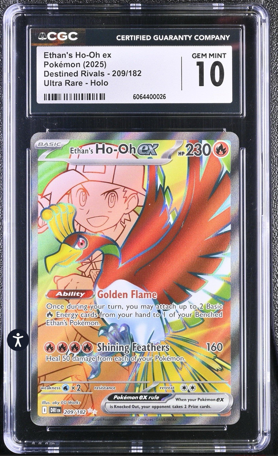 ‼️Ethan's Ho-Oh ex 209/182 Sv10: Destined Rivals Holo GRADE 10! SHIPS SAME DAY💨