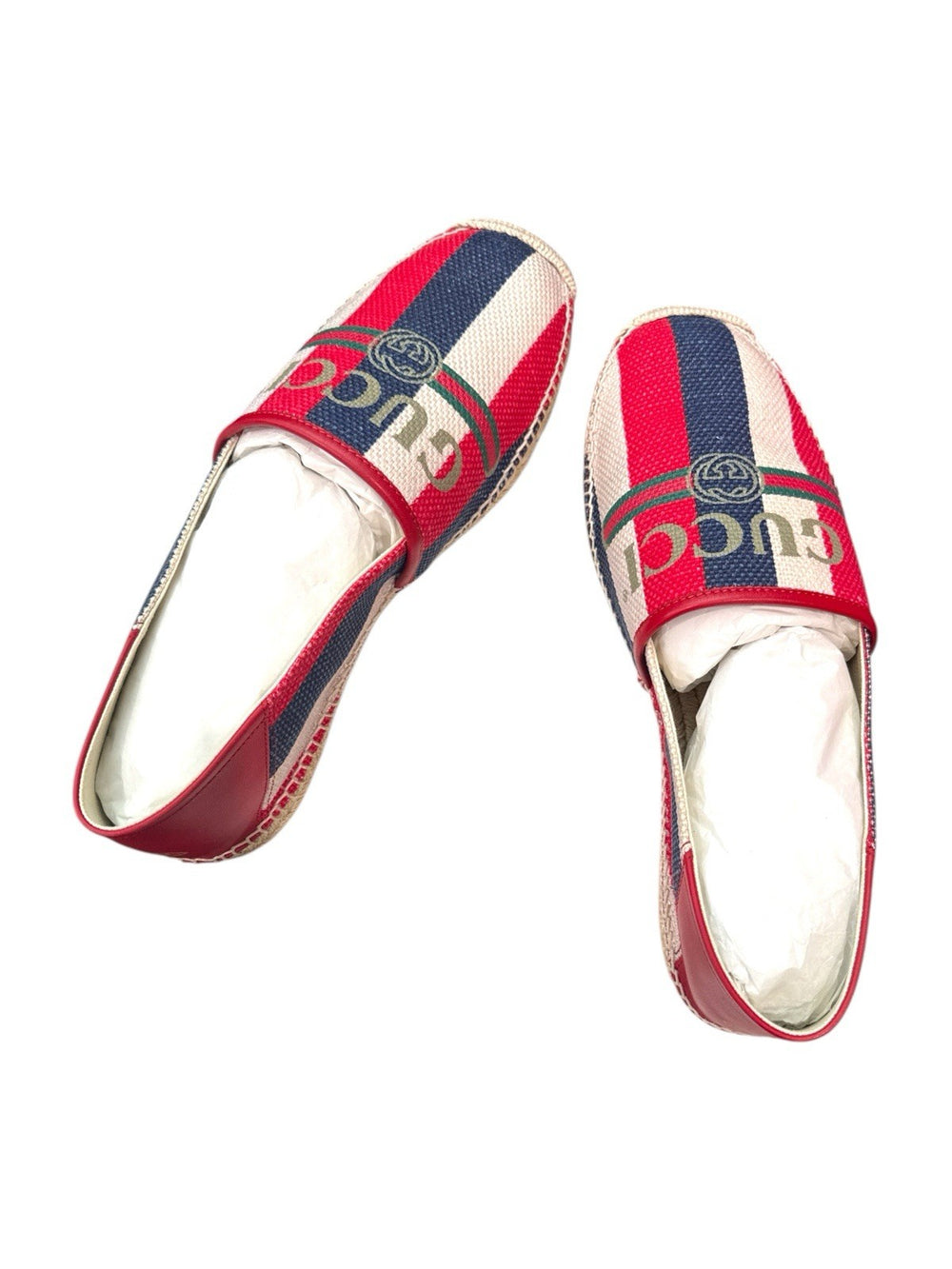 ‼️GUCCI New In Box Sylvie Logo Stripe Canvas Espadrille GUCCI SZ 12~SHOOT OFFER!