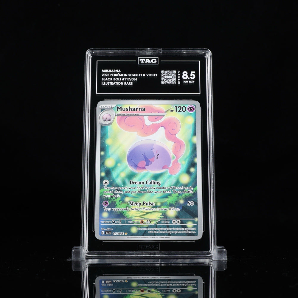 ‼️Pokemon Musharna 117/086: Black Bolt Holo GRADE 8.5! FAST SHIPPING~SHOOT OFFER