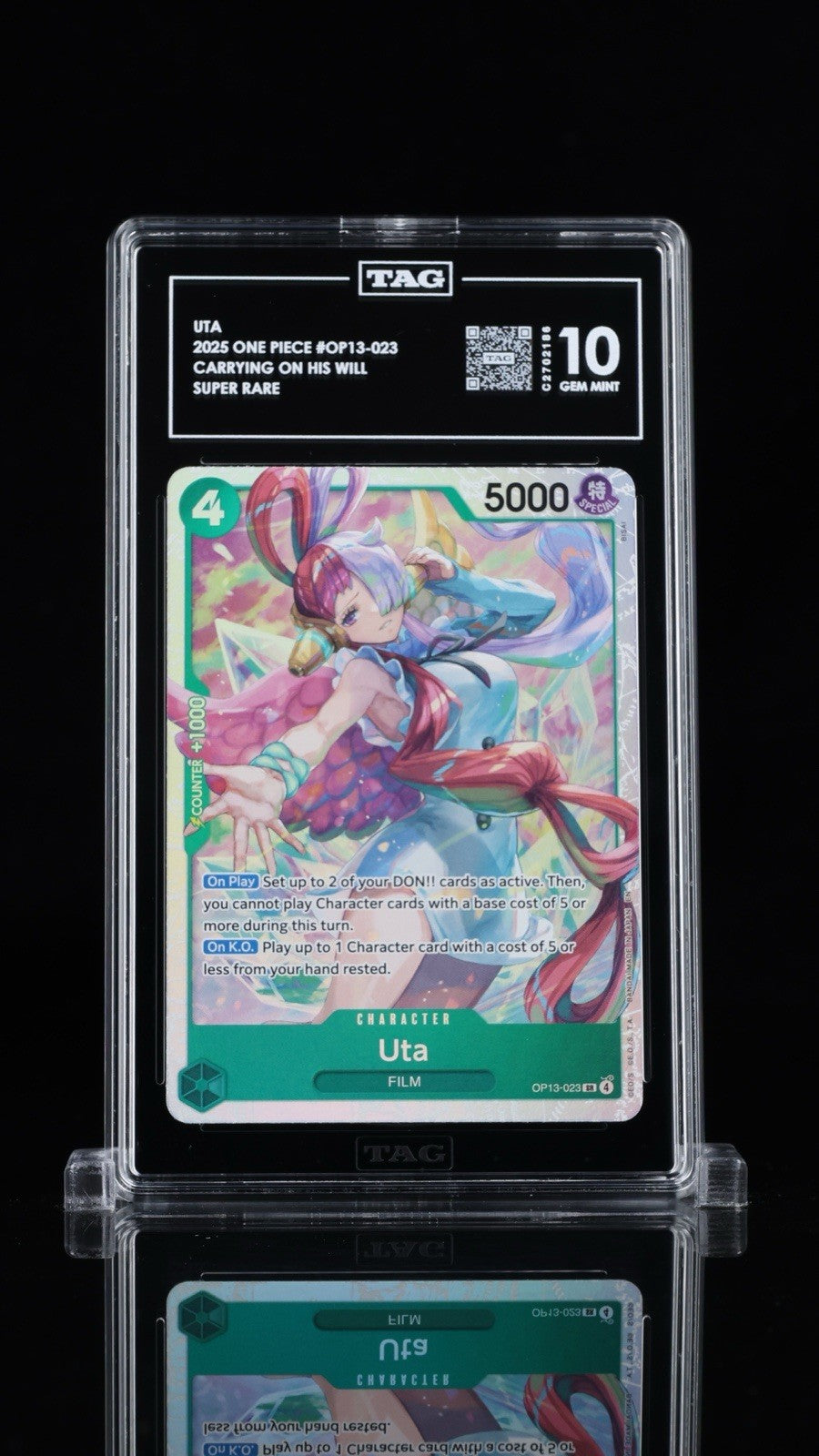 💎ONE PIECE~Uta OP13-023 Carrying On His Will Foil~ TAG GRADE 10~SAME DAY SHIP💨
