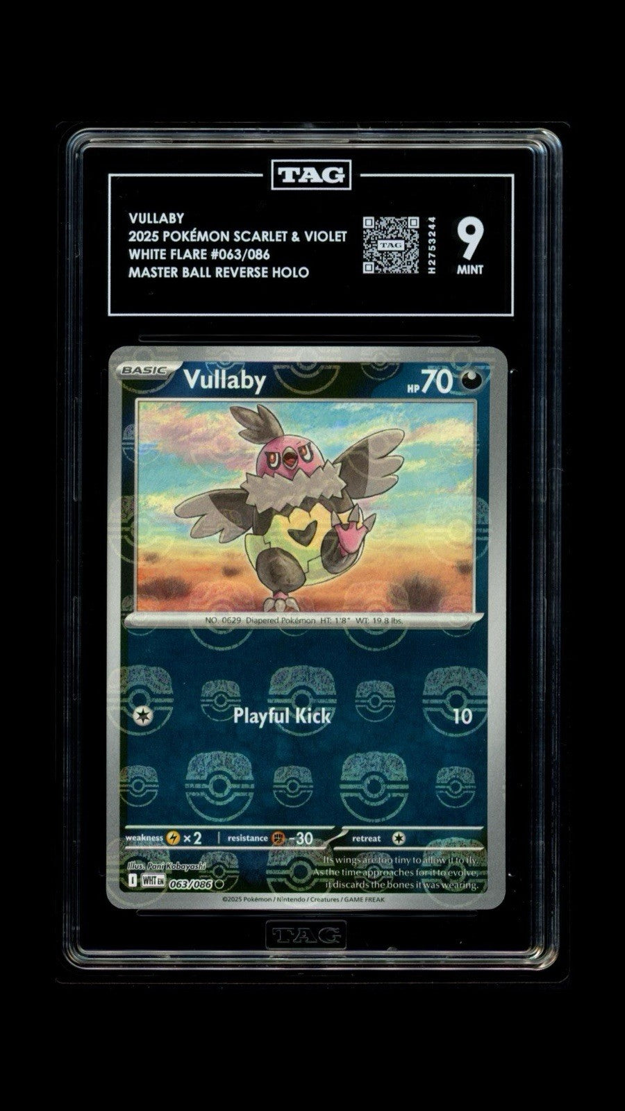 💎 Vullaby #063 White Flare MASTERBALL TAG GRADE 9~SAME DAY SHIP SHOOT OFFER💨