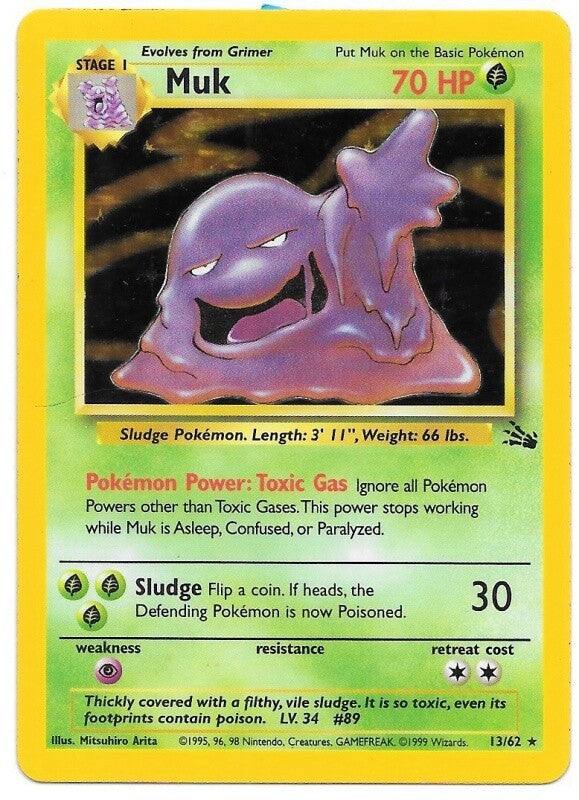 😈 Muk 13/62 Pokemon Fossil Holo~ GRADE 10~ FAST SHIPPING SHOOT OFFER💨