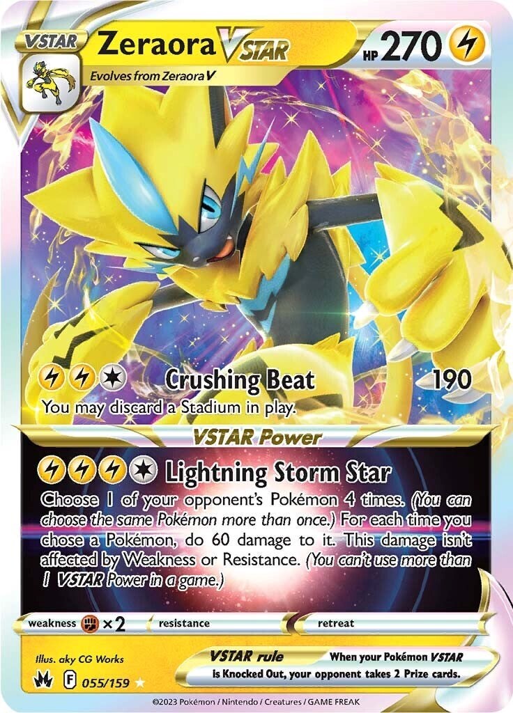 ‼️Pokemon Zeraora VSTAR 055/159 Crown Zenith Holo GRADE 9! FAST SHIP~SHOOT OFFER