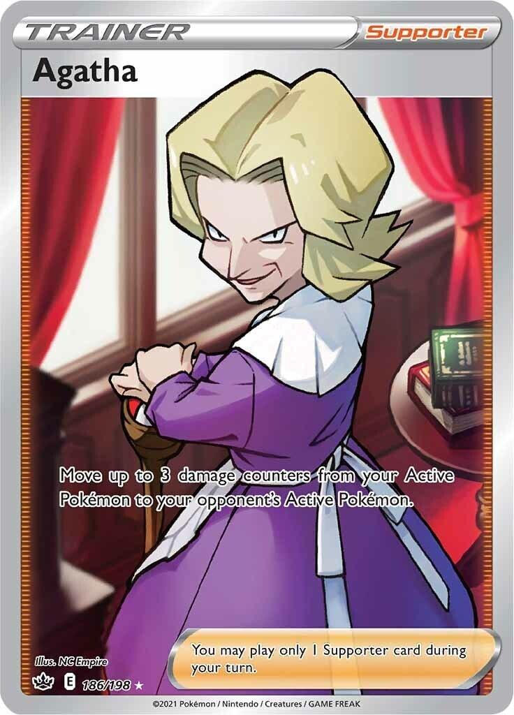 ‼️Agatha (Full Art) 186/198 Swsh06: Sword & Shield~Chilling Reign Holo CGC 10💨