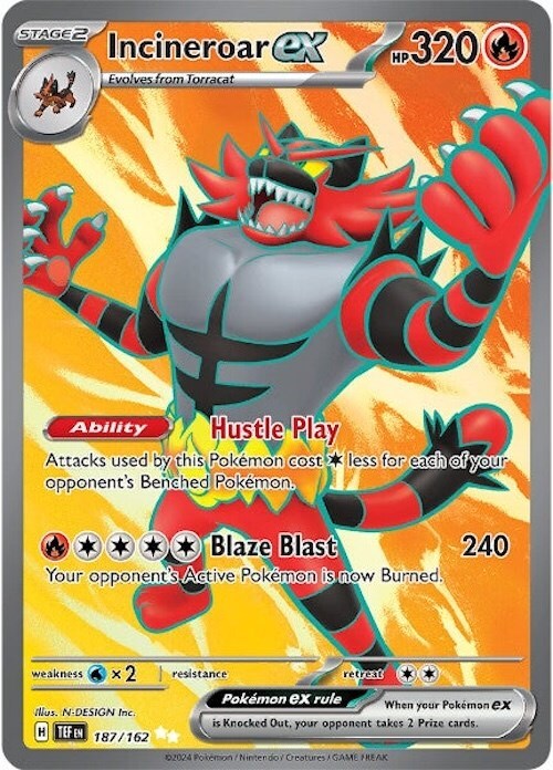 ‼️Pokemon Incineroar ex 187/162: Temporal Forces Holo GRADE 9.5! SHOOT OFFER!💨