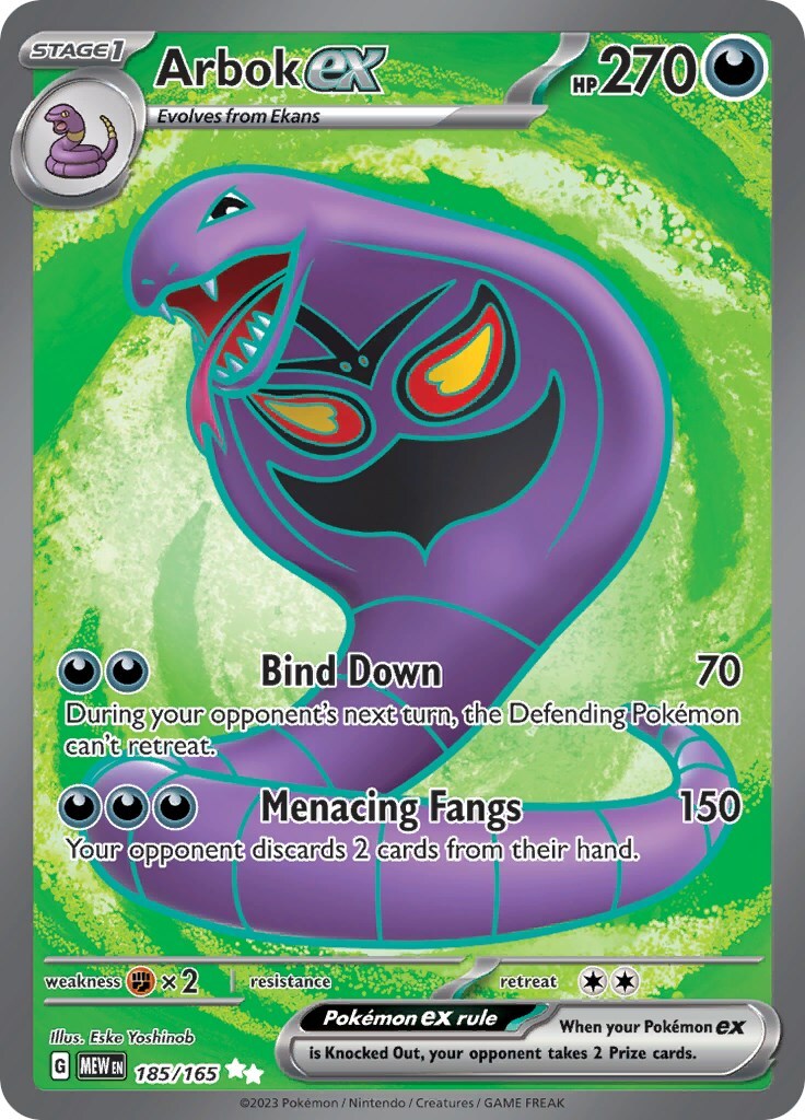 ‼️Arbok ex 185/165 Sv: Scarlet & Violet 151 Holo GRADE 9~FAST SHIP~SHOOT OFFER💨