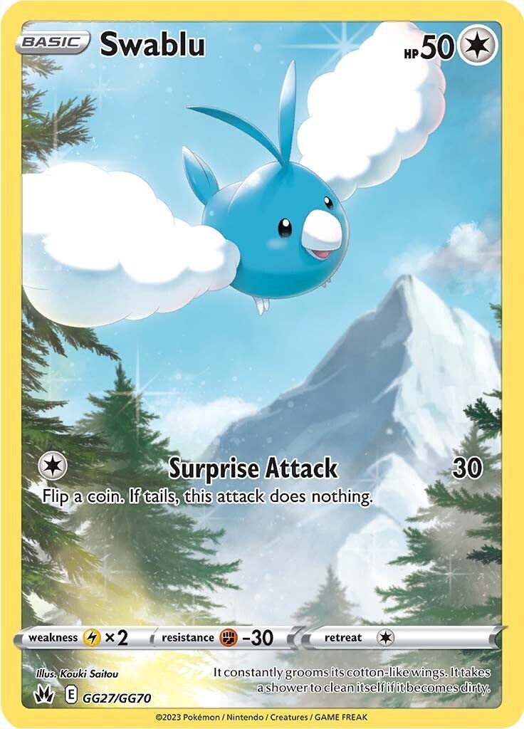 ‼️Swablu GG27 Crown Zenith Galarian Gallery GRADE 10 PRISTINE GOLD LABEL TOP POP