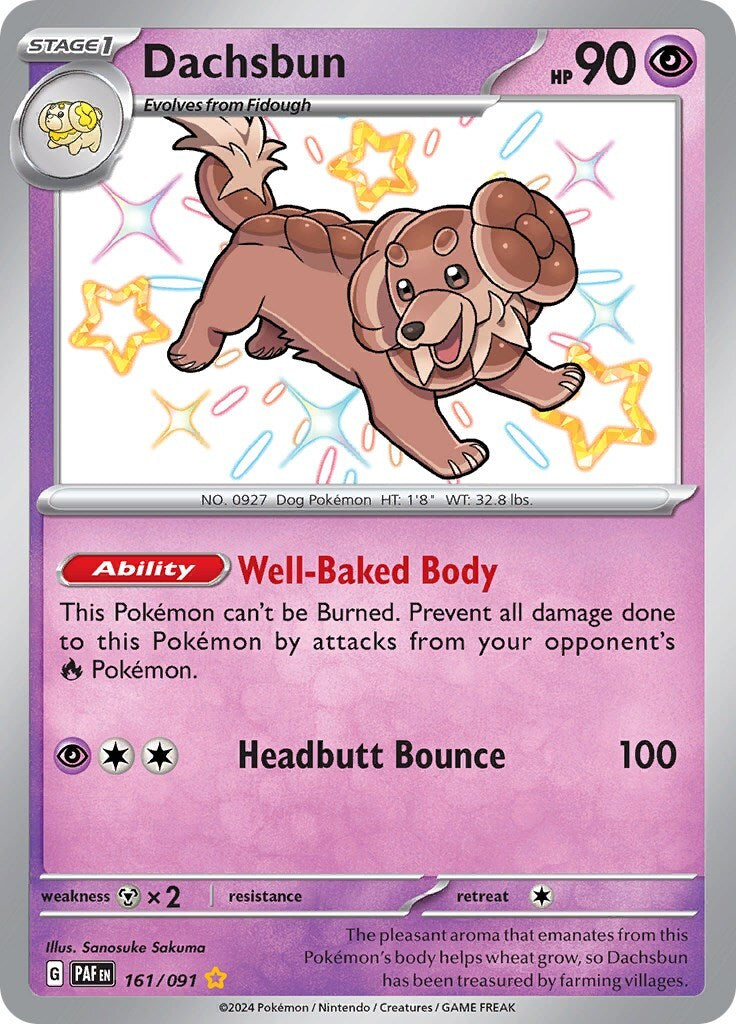 ‼️Pokemon Dachsbun 161/091: Paldean Fates Holo GRADE 9.5! FAST SHIP~SHOOT OFFER