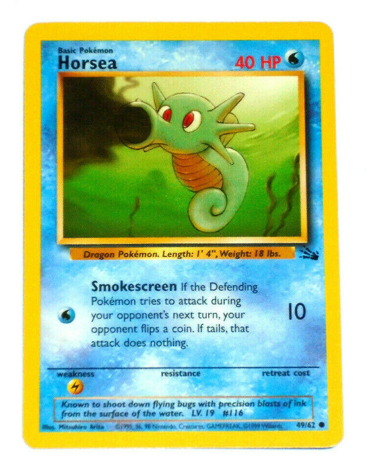 ⚠️ Horsea 49/62 Pokemon Fossil Regular~ MBA GRADE 9~ FAST SHIP SHOOT OFFER!💨