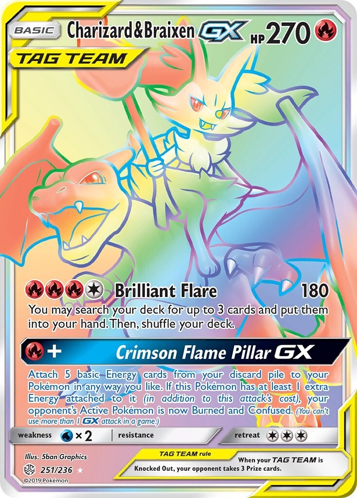 ‼️Charizard & Braixen GX #251 Pokemon Cosmic Eclipse PSA GRADE 10! SHIPS FAST💨