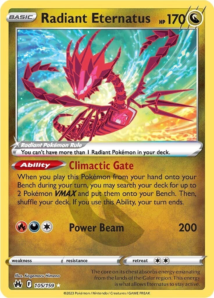 ‼️Pokemon Radiant Eternatus 105/159 Crown Zenith GRADE 9~FAST SHIP~SHOOT OFFER💨
