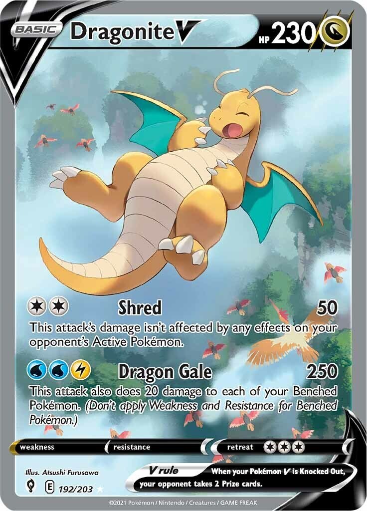 ‼️Pokemon Dragonite V #192 Evolving Skies Holo GRADE 10 PRISTINE~GOLD LABEL💨
