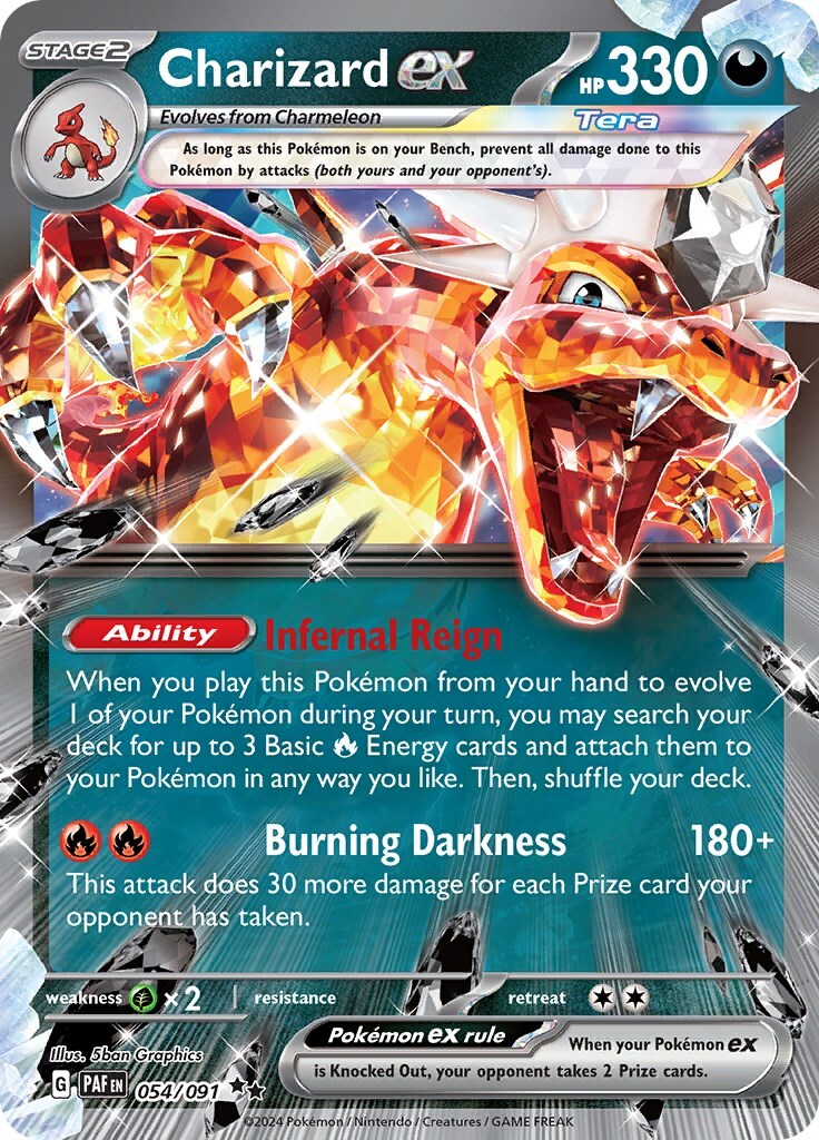 Charizard ex 054/091: Paldean Fates Holo GRADE 9! FAST SHIP~SHOOT OFFER!💨