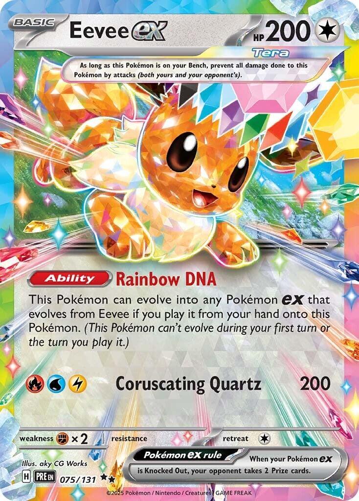 ‼️Eevee ex 075/131 Prismatic Evolutions Holo TAG GRADE 9! SHIPS SAME DAY!💨