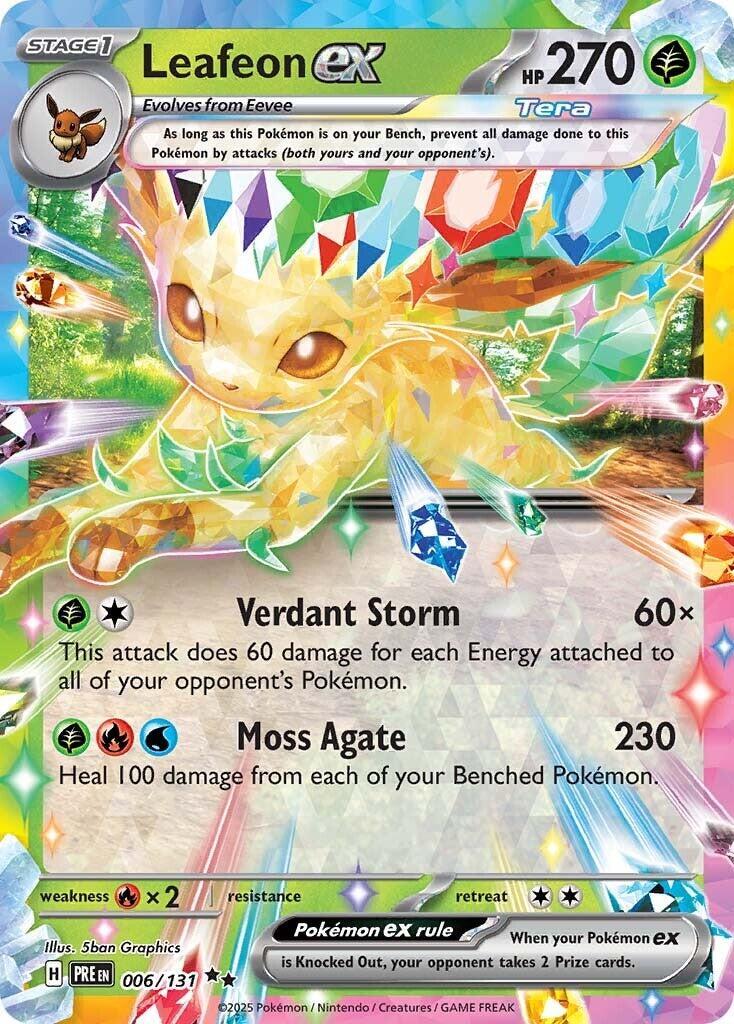 ‼️Leafeon ex 006/131: Prismatic Evolutions Holo GRADE 10~FAST SHIP SHOOT OFFER💨