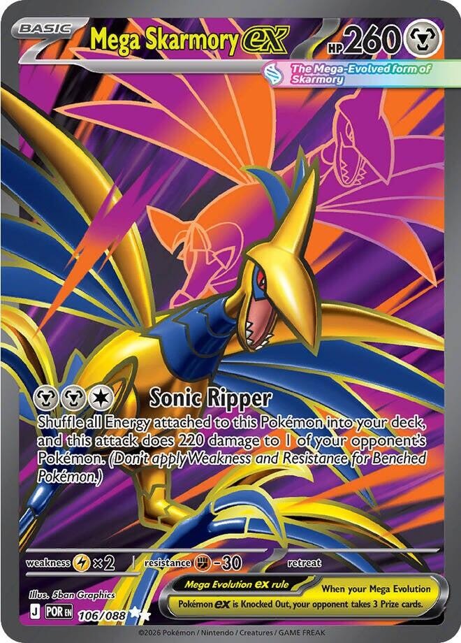 💎 Mega Skarmory ex 106 Pokemon Perfect Order Holo TAG GRADE 10 TOP RANKED!💨