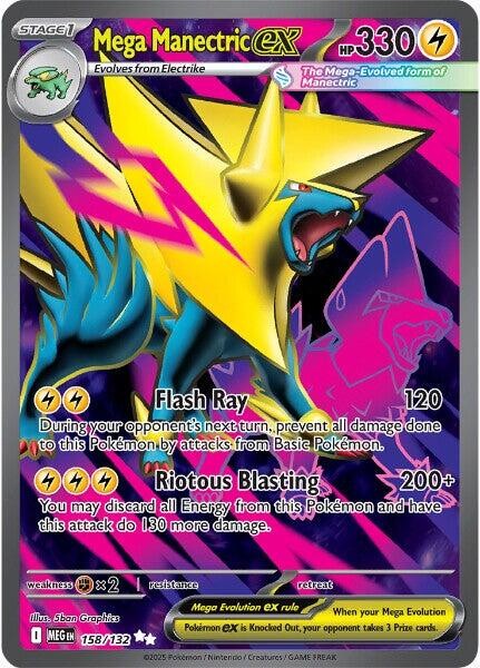 ‼️Pokemon Mega Manectric ex 158/132: Mega Evolution GRADE 9! FAST SHIPPING💨