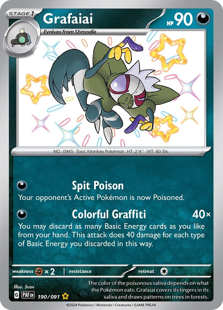 ‼️Grafaiai 190/091: Paldean Fates BABY SHINY GRADE 10! FAST SHIP~SHOOT OFFER💨