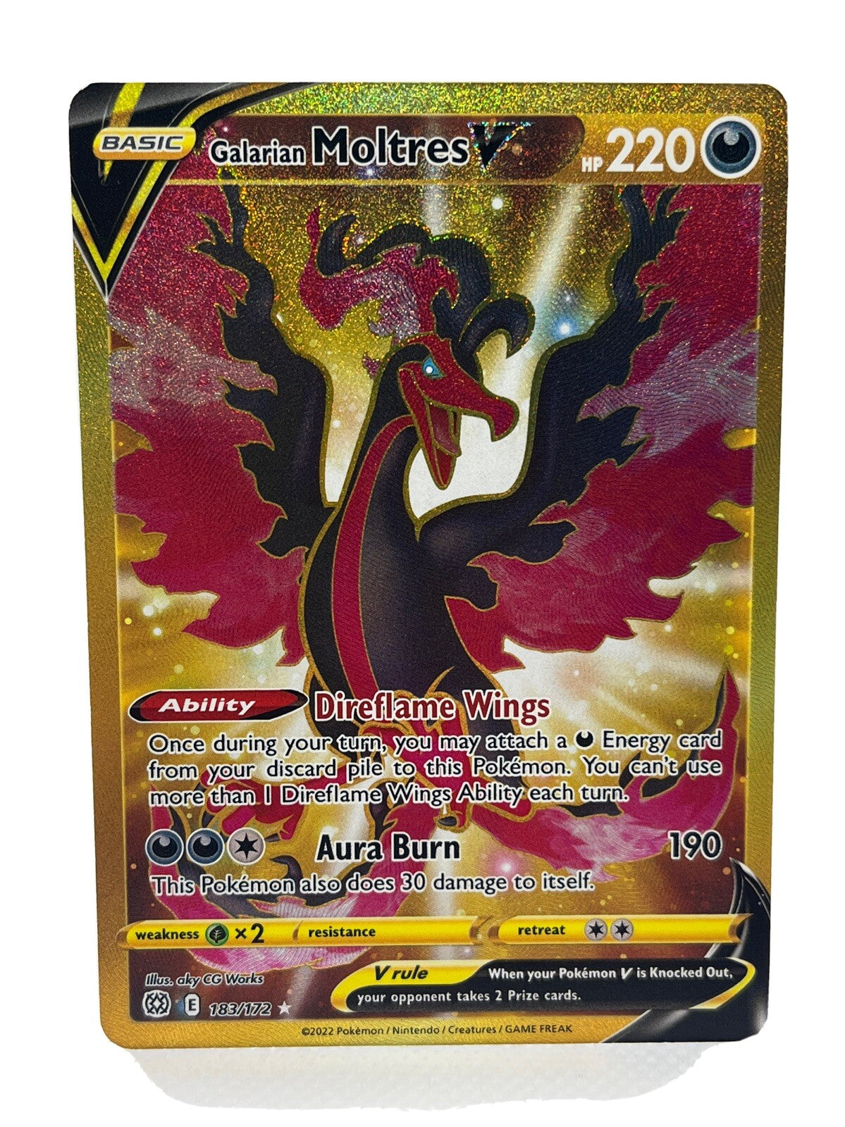 ‼️Galarian Moltres V Secret 183 Brilliant Stars~PRISTINE 10 GOLD LABEL TOP POP💨