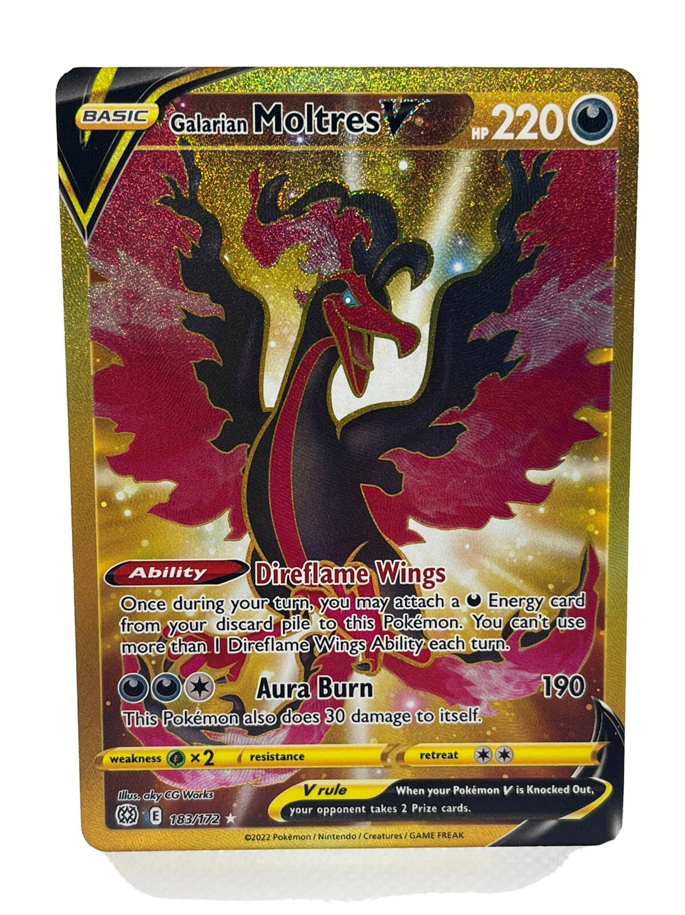 ‼️Galarian Moltres V Secret 183 Brilliant Stars~PRISTINE 10 GOLD LABEL TOP POP💨