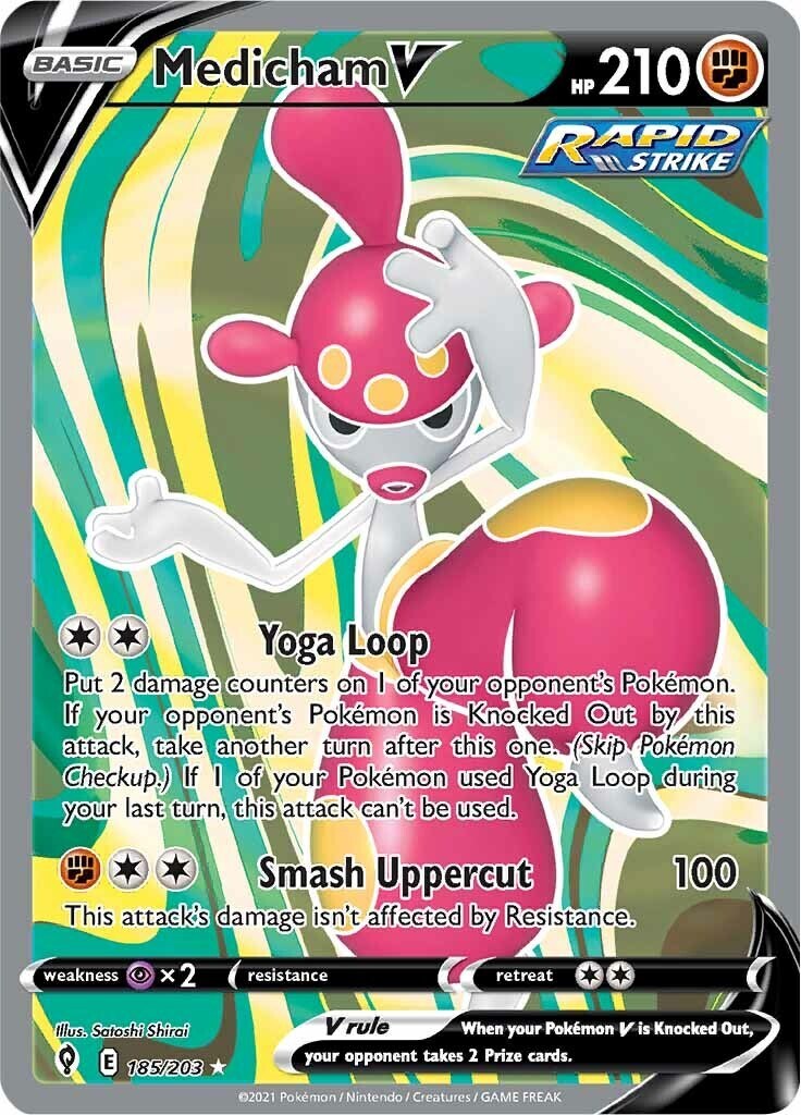 ‼️Medicham V (Full Art) 185/203: Evolving Skies Holo GRADE 10~FAST SHIP~OFFER💨