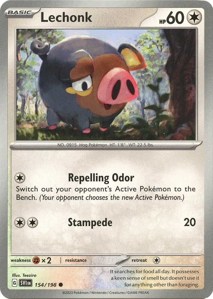 ‼️Pokemon Lechonk 154/198: Scarlet & Violet Base Set Reverse Holo GRADE 10!💨